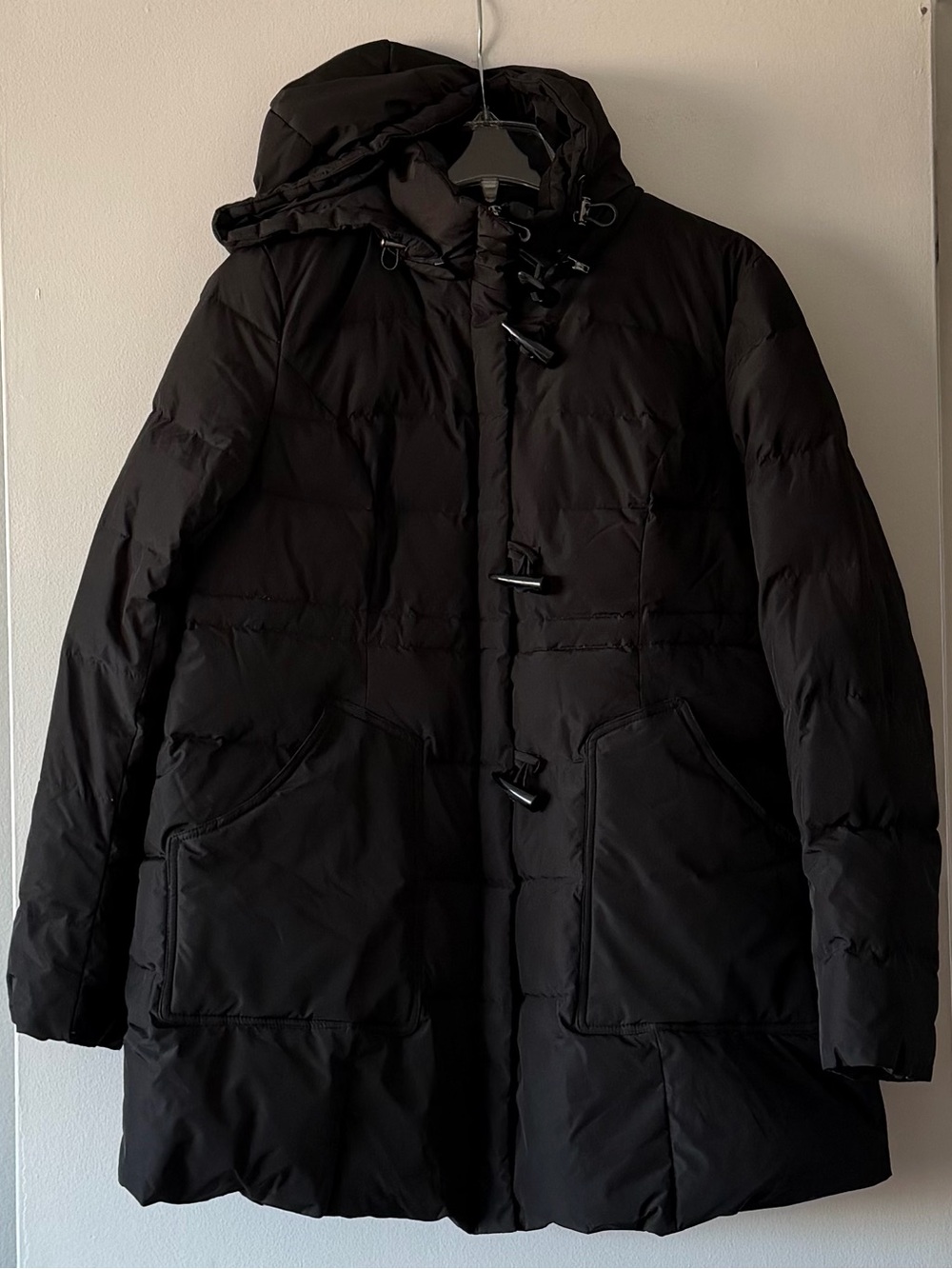 Momo Maternity Marlo Down Parka Black Hooded Puffer Coat Removable Hood Medium
